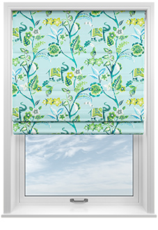 Gujarat, Cyan - Twist&Fit Roman Blind